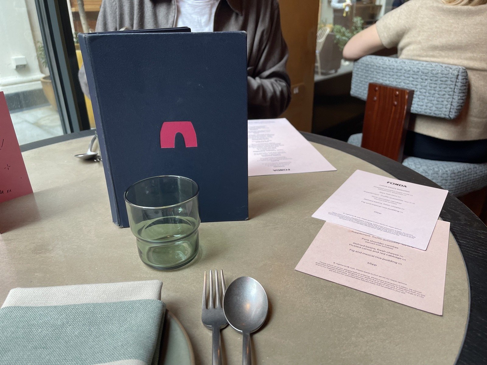 Our table and menus