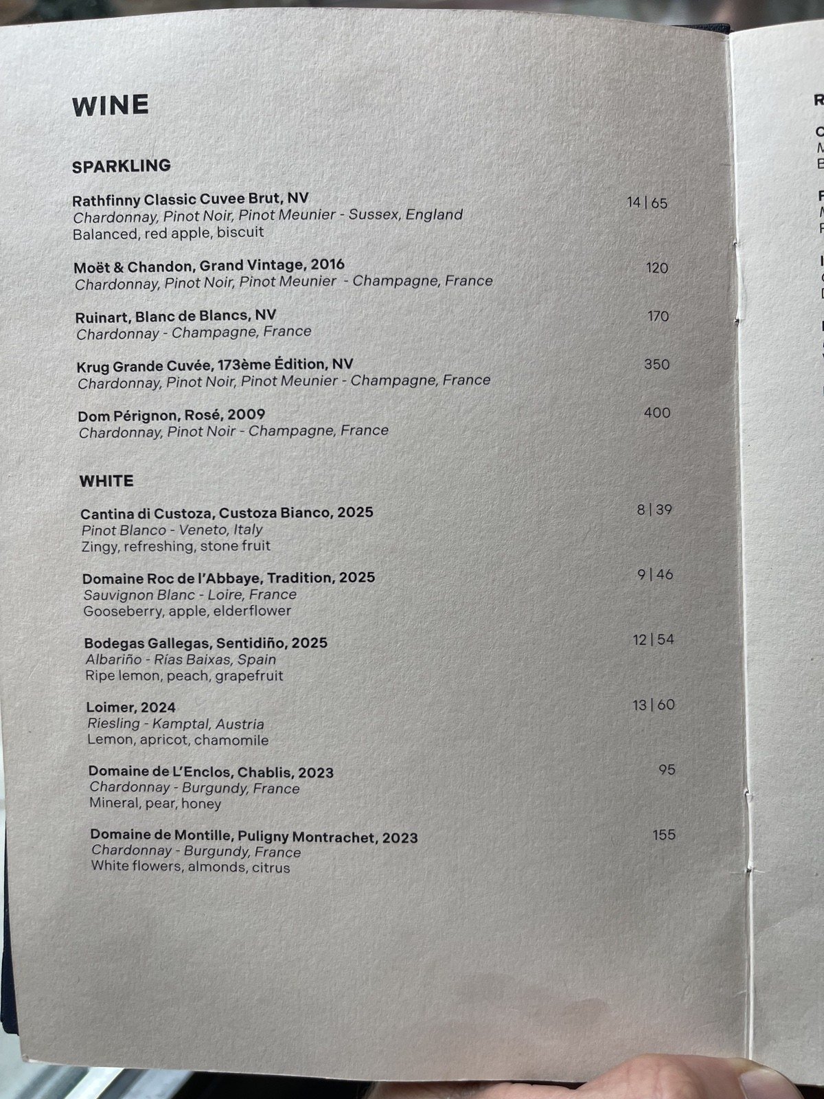 The wine list