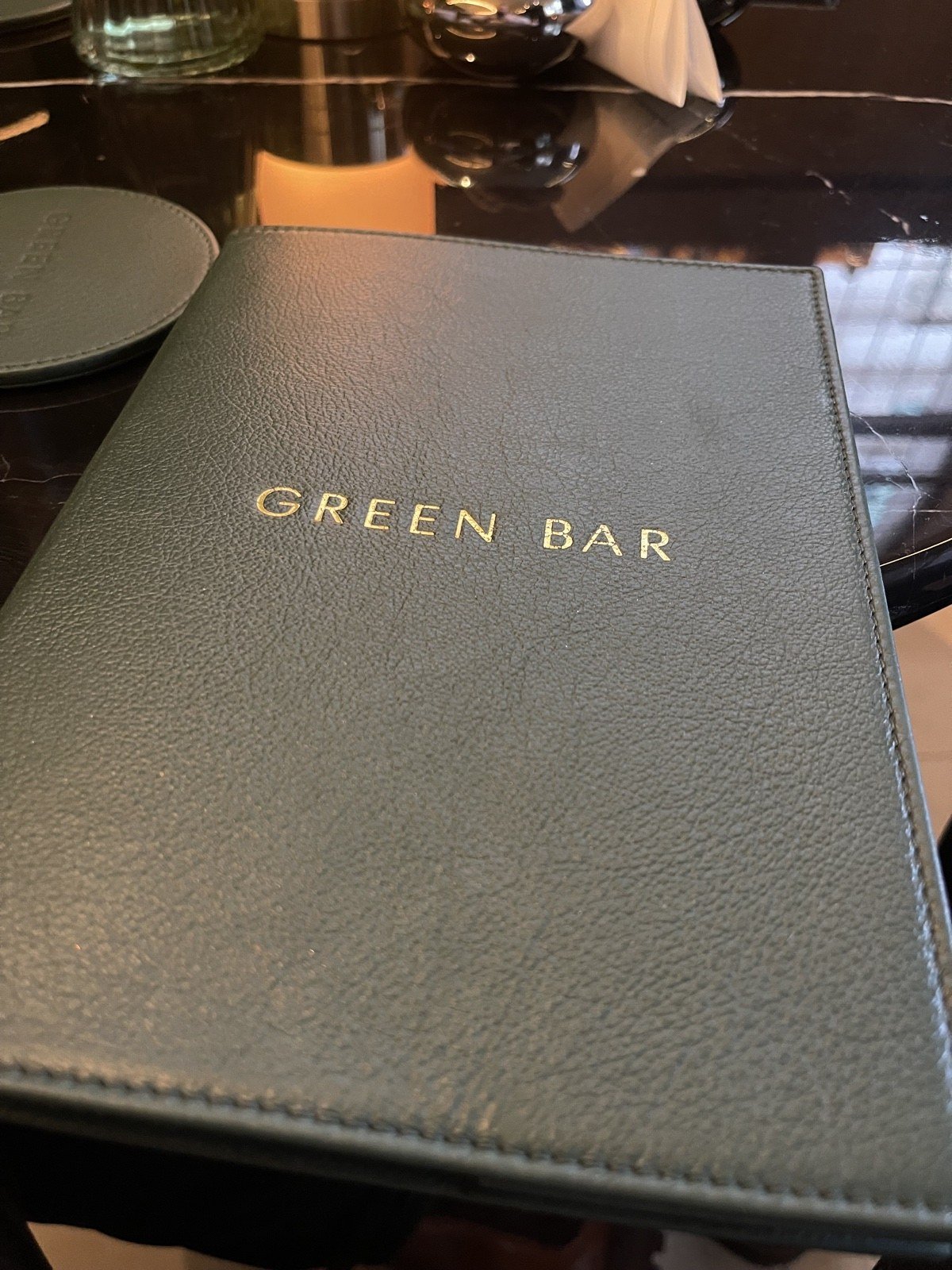 The Green Bar menu
