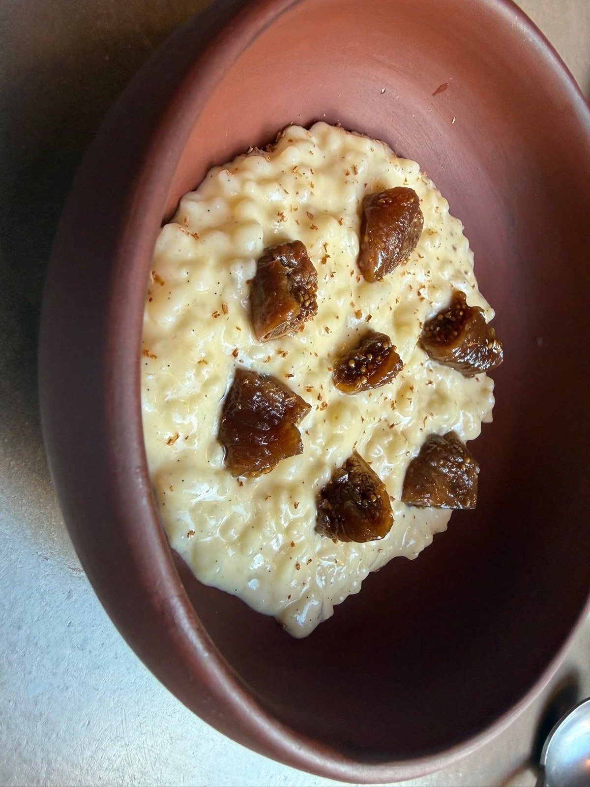A creamy dessert with fruit